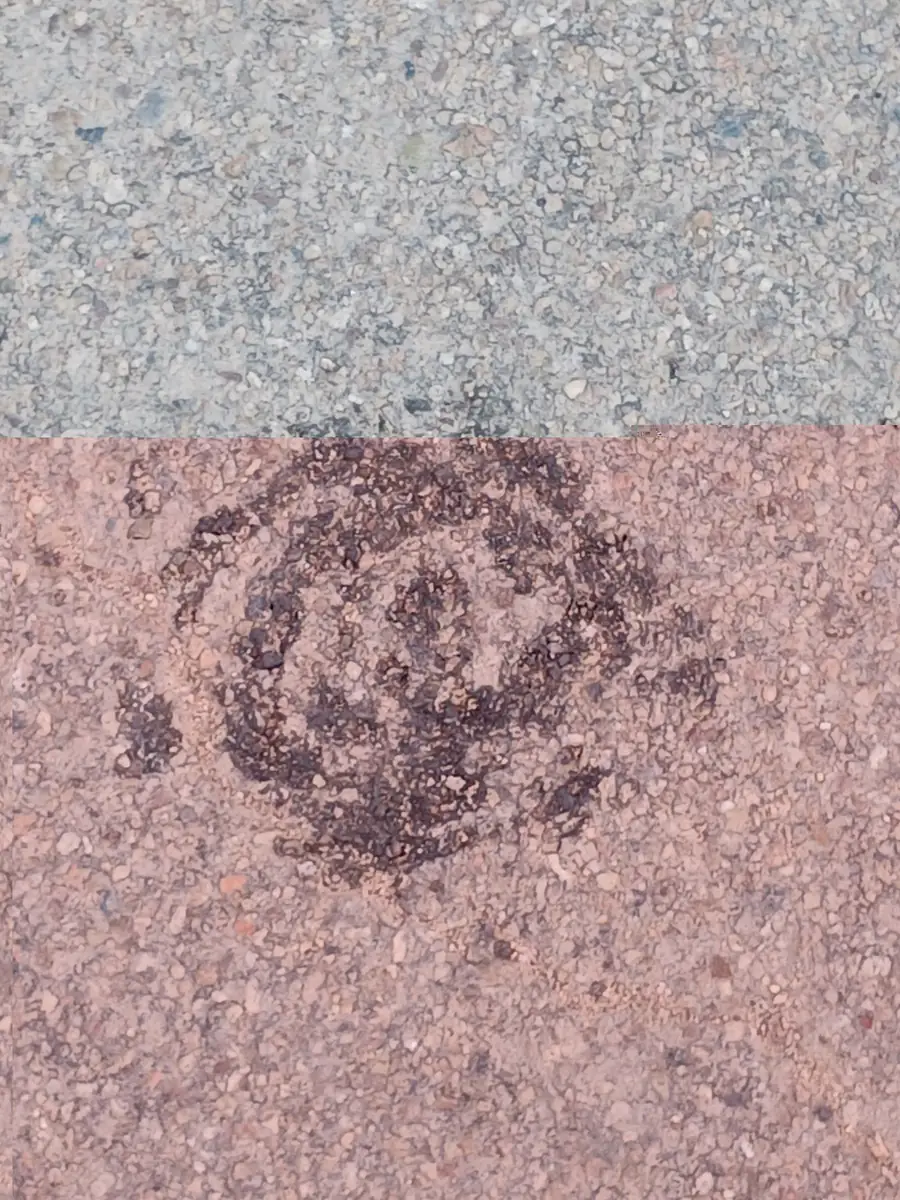 Forme spiralée sombre apparue sur une route proche de la maison